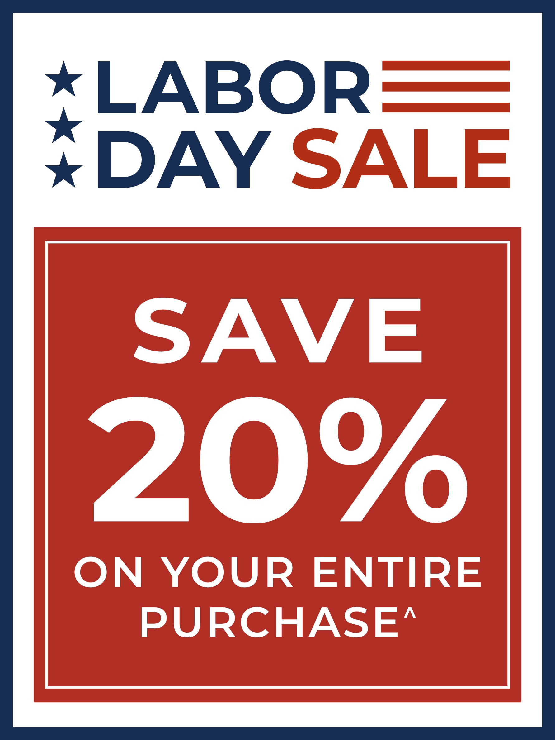 Labor Day Sale - Save 20% on your entire purchase