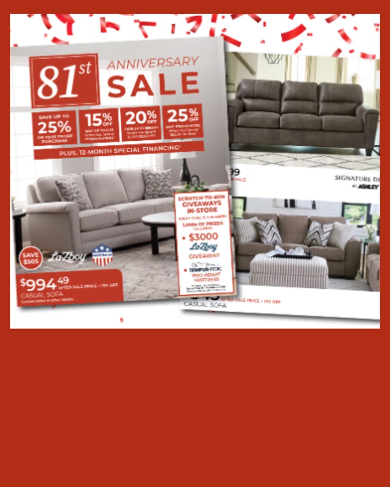 Living room furniture featured in a WG&R furniture sale