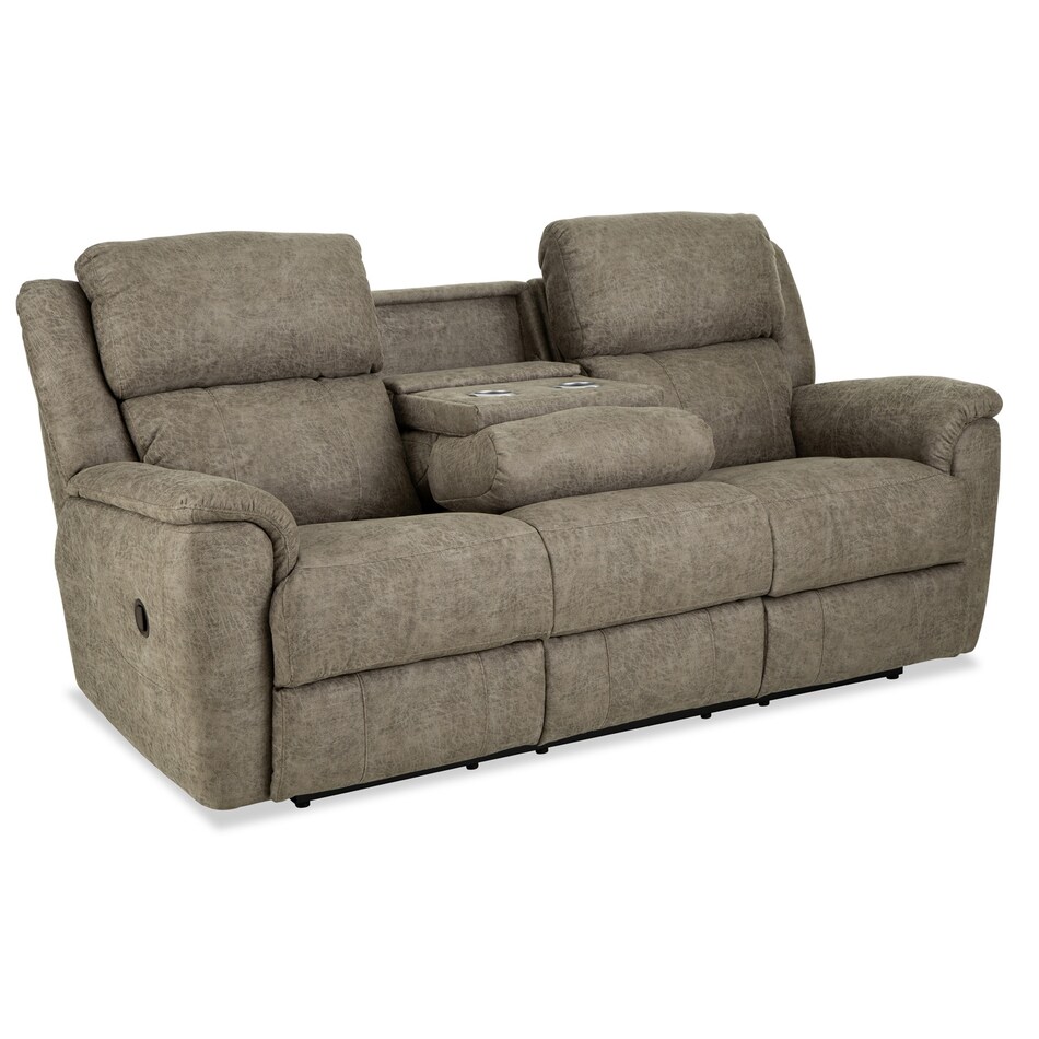  tan casual transitional recl sofa   