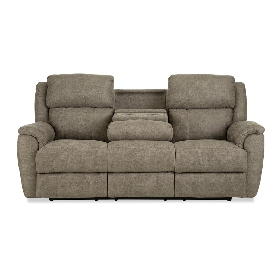  tan casual transitional recl sofa   