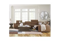 a brown leather  seat sectional ap  