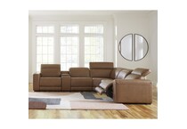 a brown leather  seat sectional ap  