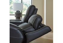 a black leather loveseat   