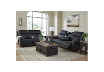 a black leather loveseat   