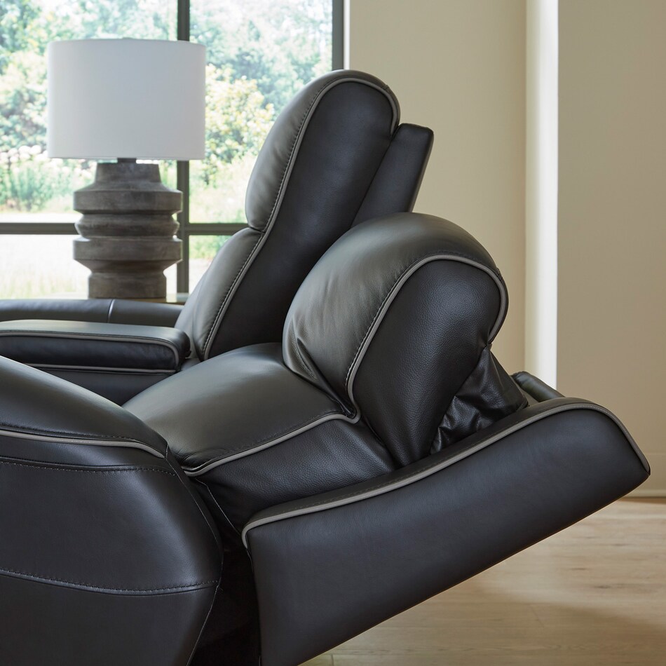 a black leather sofa   