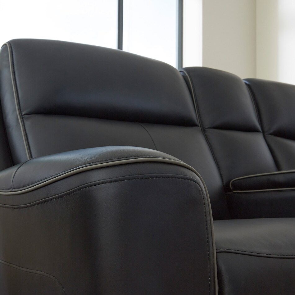 a black leather sofa   