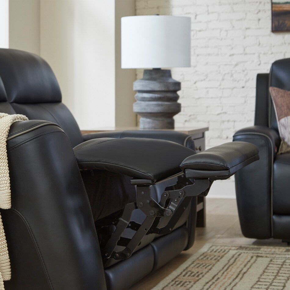 a black leather sofa   