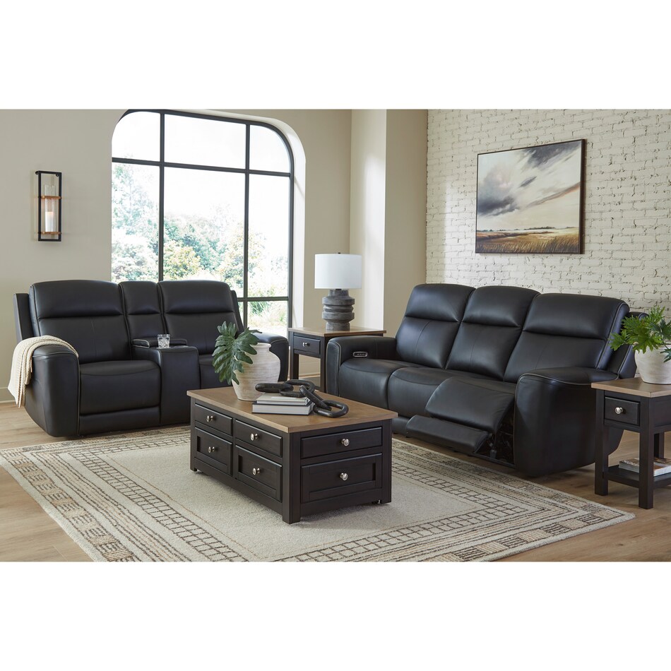 a black leather sofa   