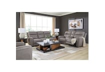 a gray leather sofa   