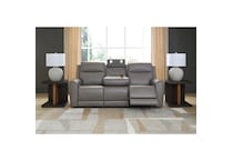 a gray leather sofa   