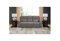 a gray leather sofa   