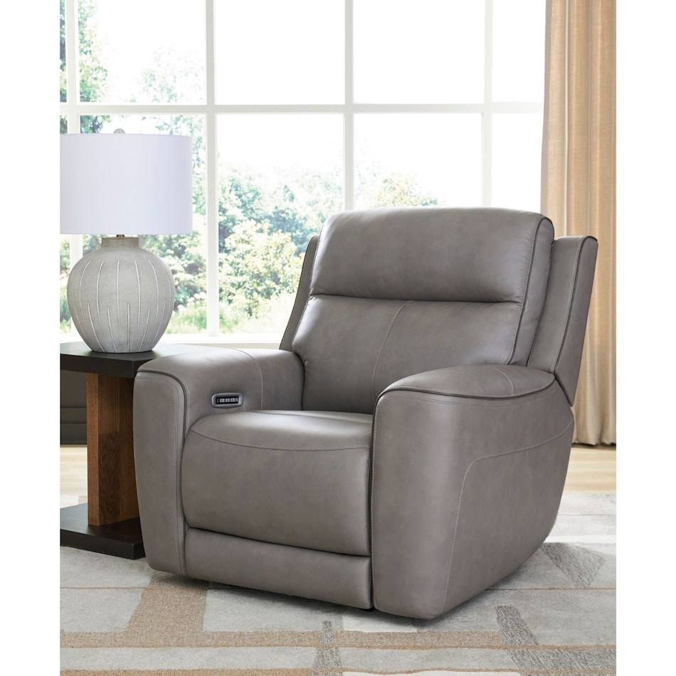 a gray recliner   
