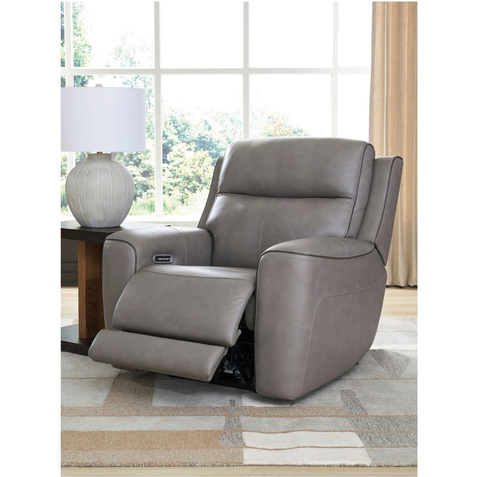 a gray recliner   