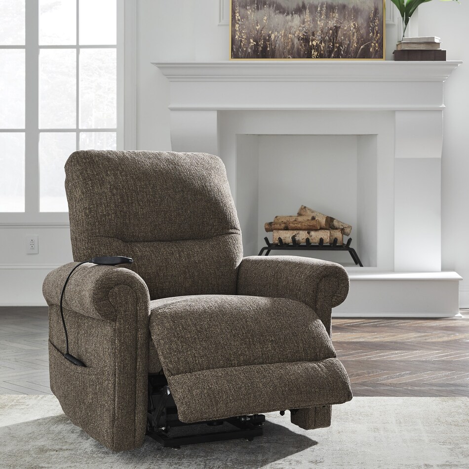a brown fabric lift chair   