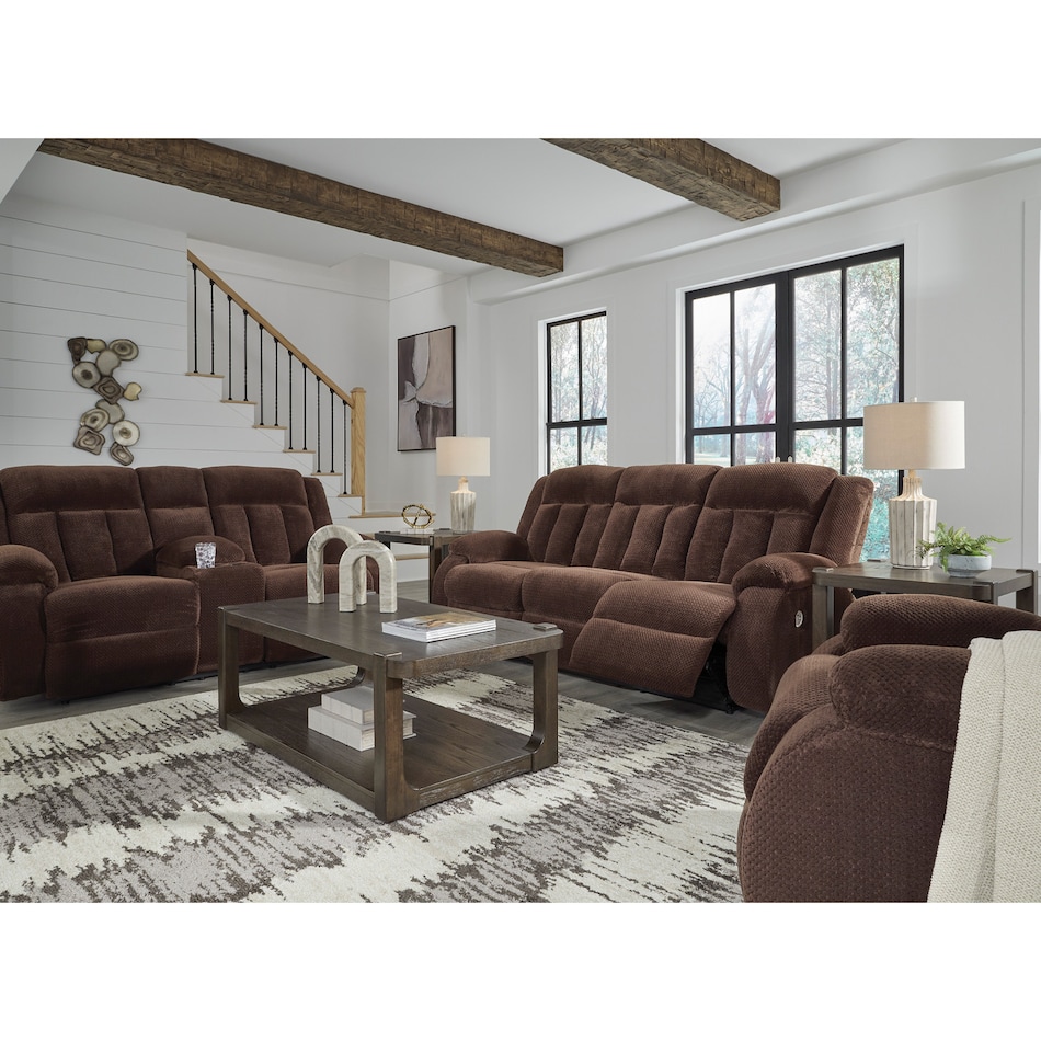 a brown fabric loveseat   