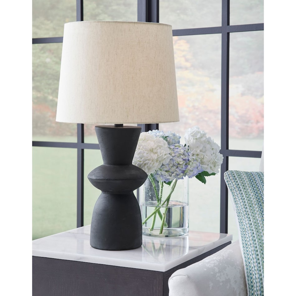 a black ceramic glass lamp   