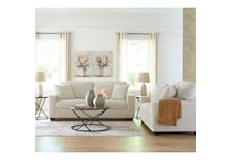 a white fab loveseat   