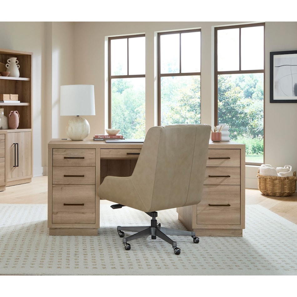 a light brown computer desk   