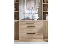 a light brown file cabinet   