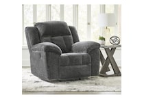 a gray fabric recliner   