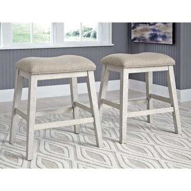 Ashton S/2 White Backless Bar Stool