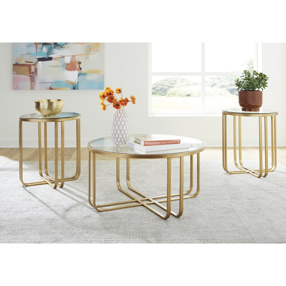 a gold   pack tables   