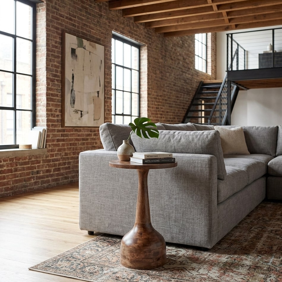 a brown accent table   