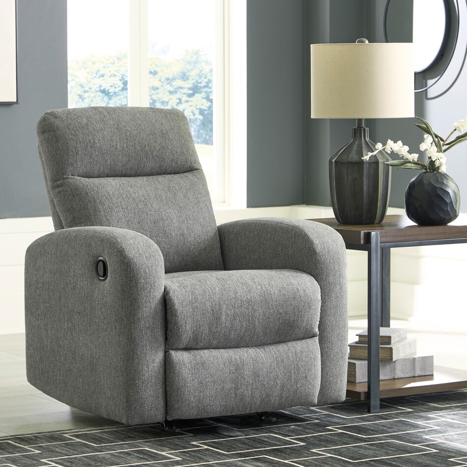 a gray recliner   