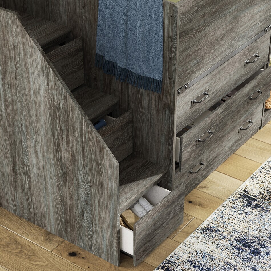 a gray loft bed abts  