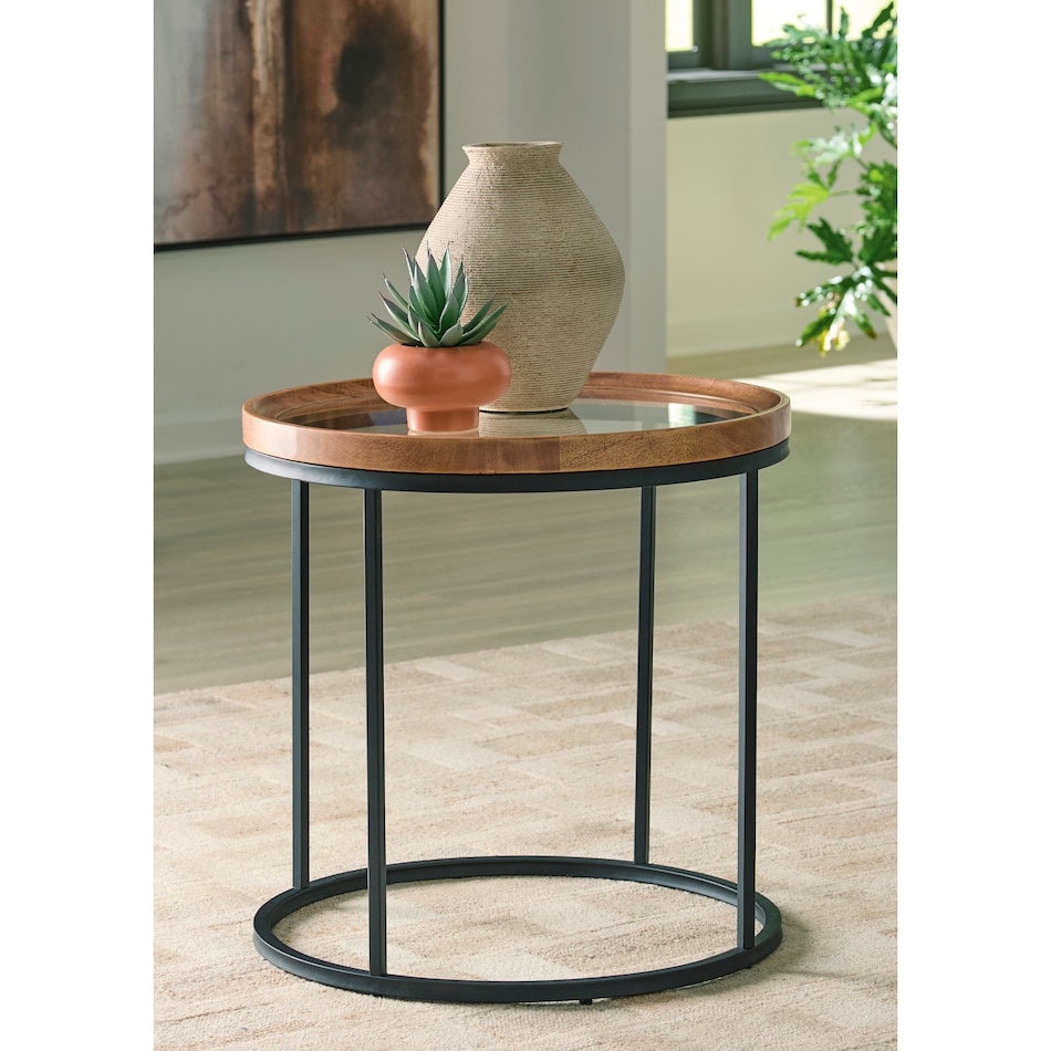 a brown end chairside table   