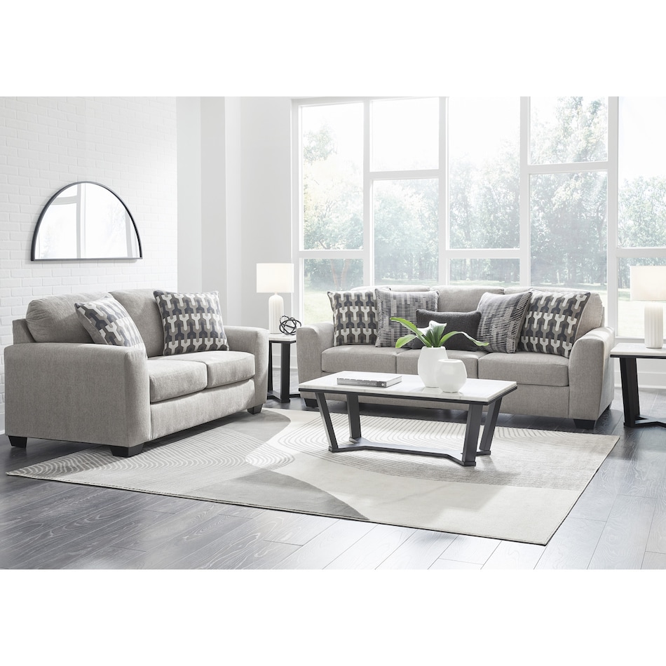 a gray fabric sofa   