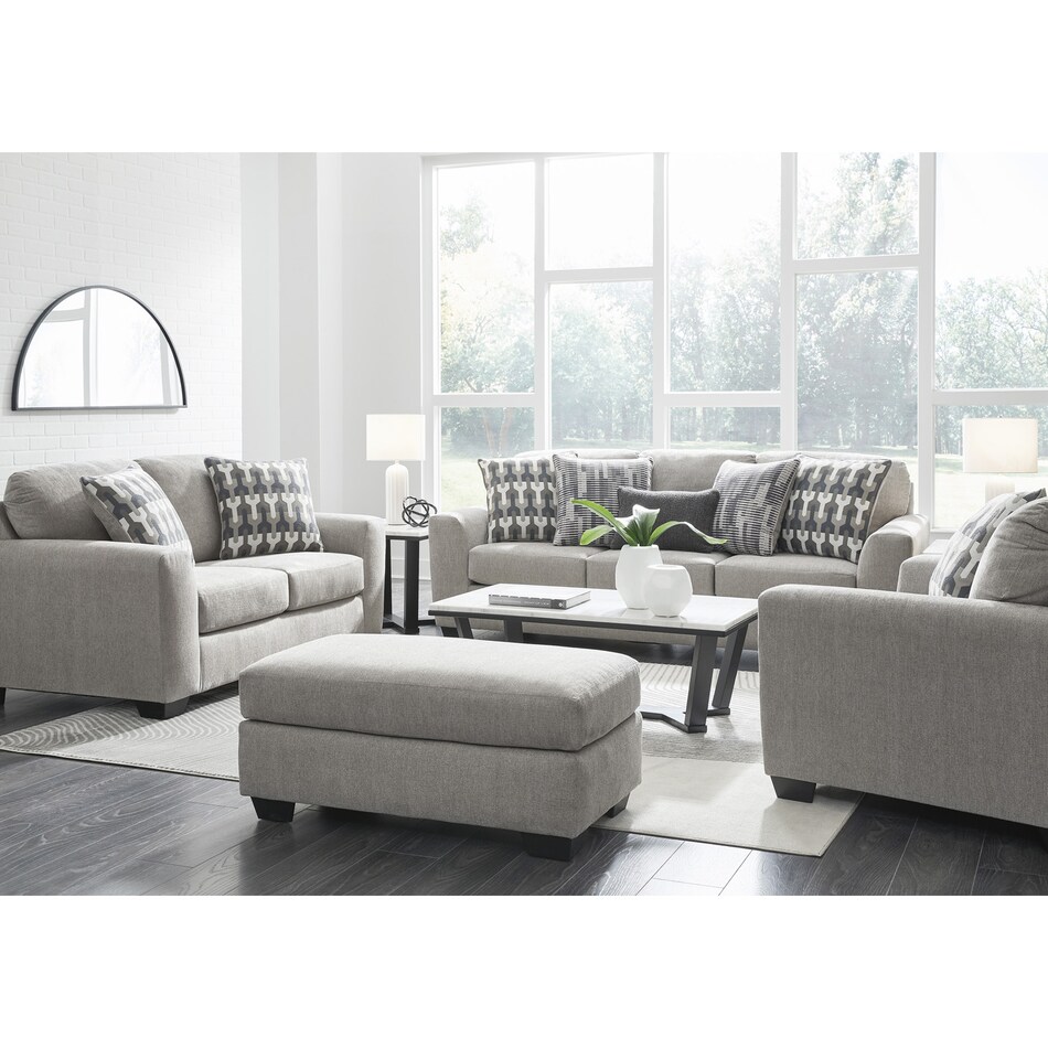 a gray fabric sofa   