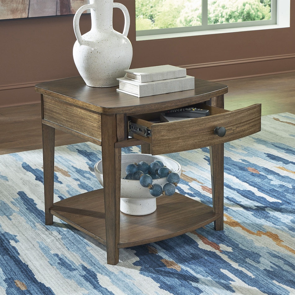 at brown end chairside table   