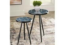 a blue end chairside table   