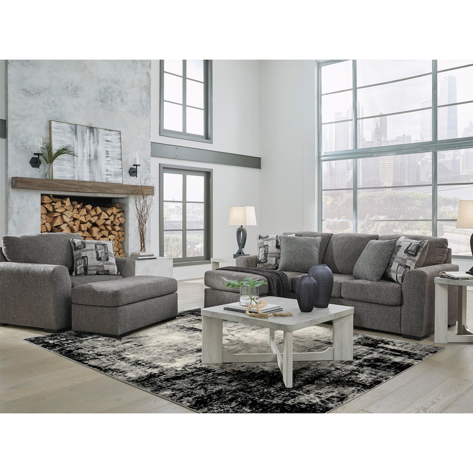 a gray fabric chaise   