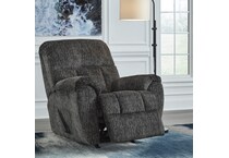 a gray fabric recliner   