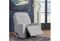 a gray fabric recliner   