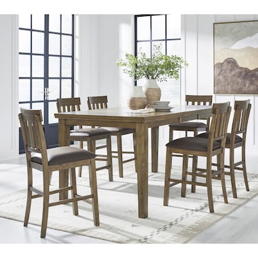 Ralene 7-Piece Light Brown Counter Height Dining Set