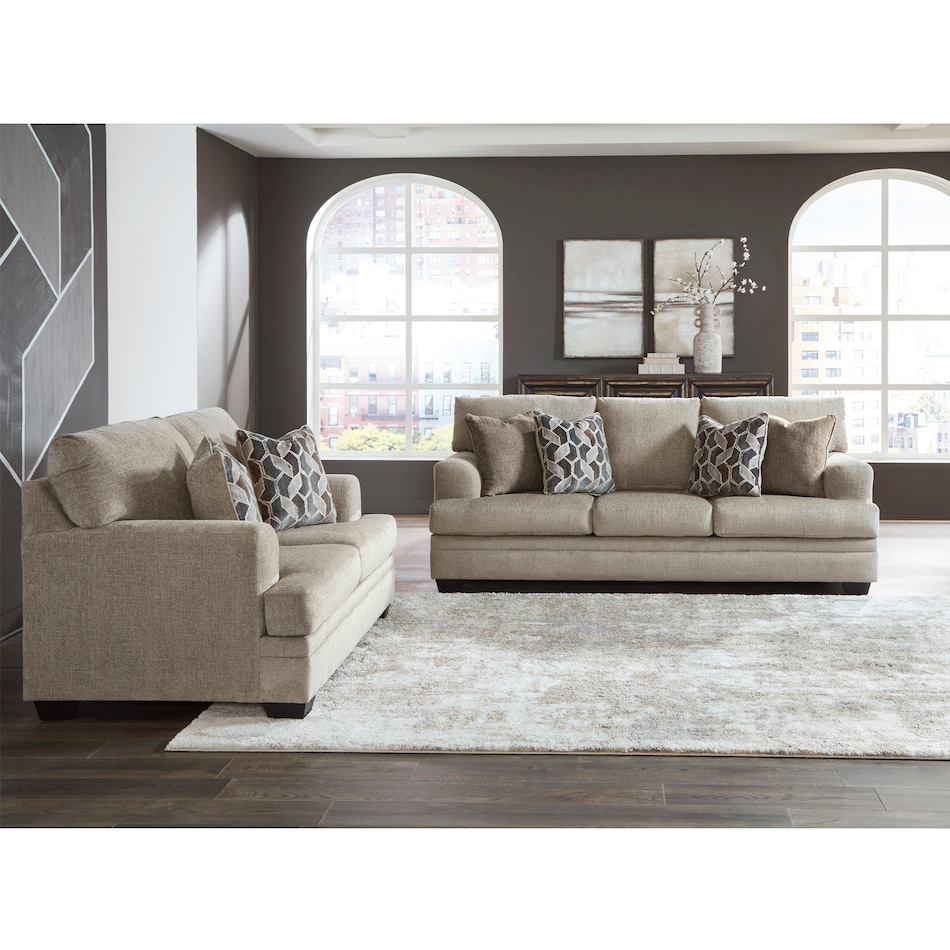 a taupe fabric queen sleeper   