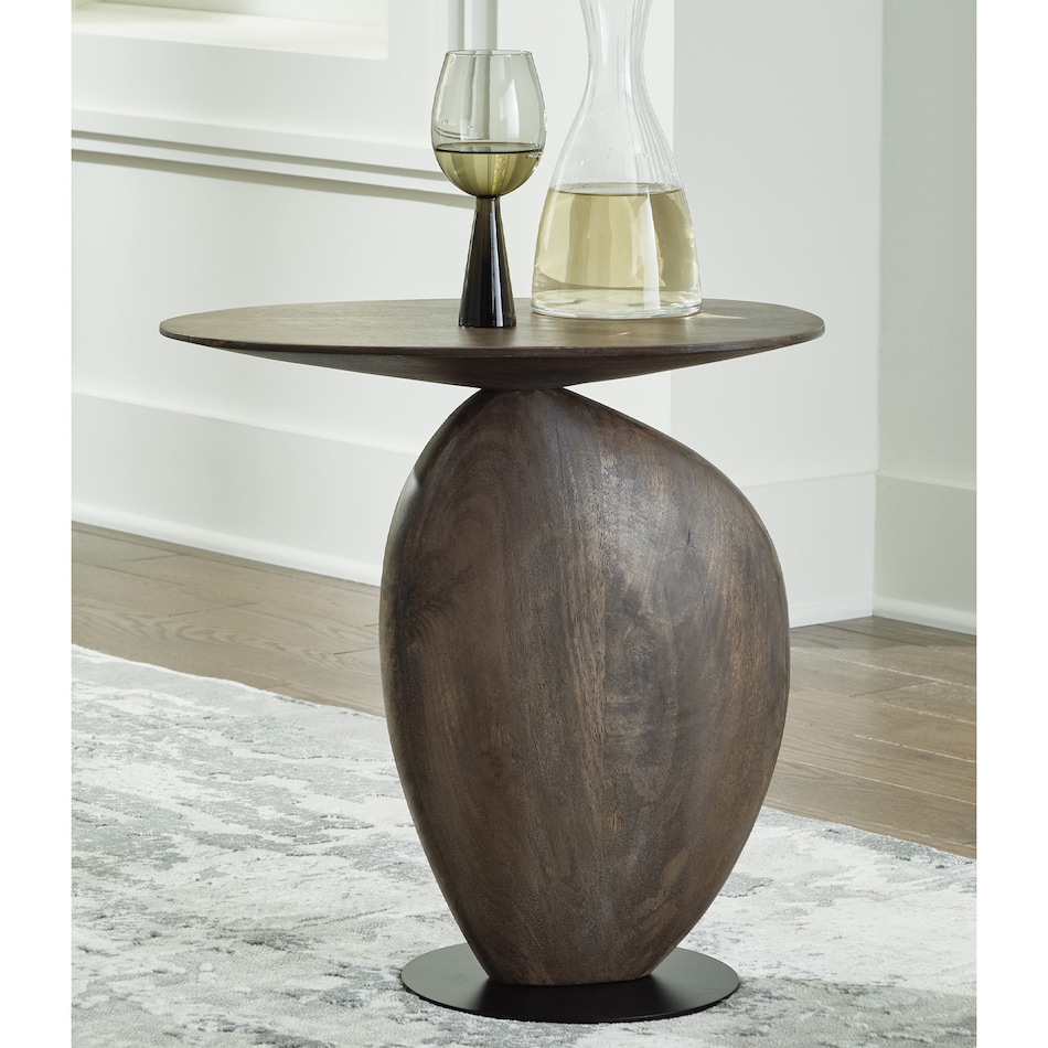 a brown end chairside table   