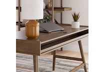 a brown computer desk   