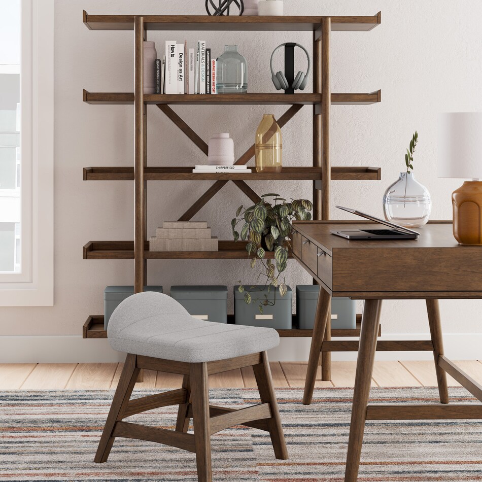 a brown computer desk   