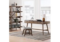 a brown computer desk   