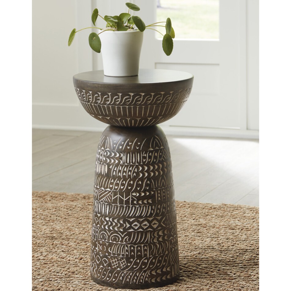 a brown end chairside table   