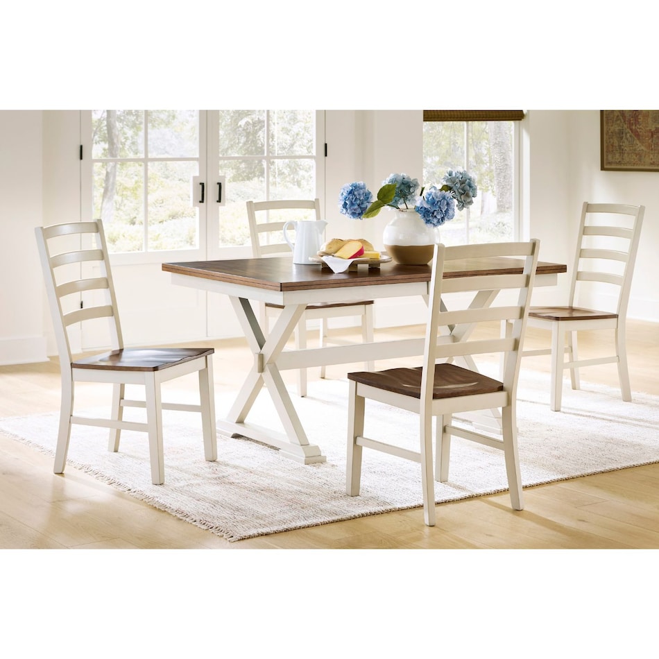 ad antiqued white package dining set apc  