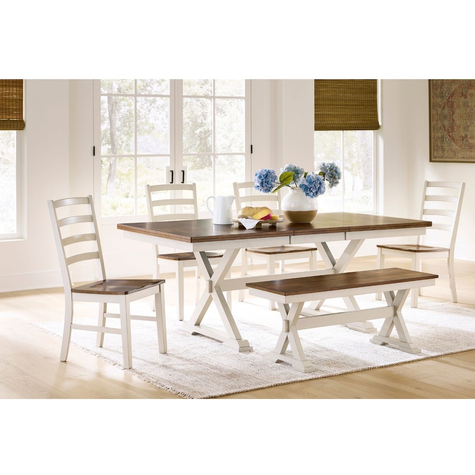 ad antiqued white package dining set apc  