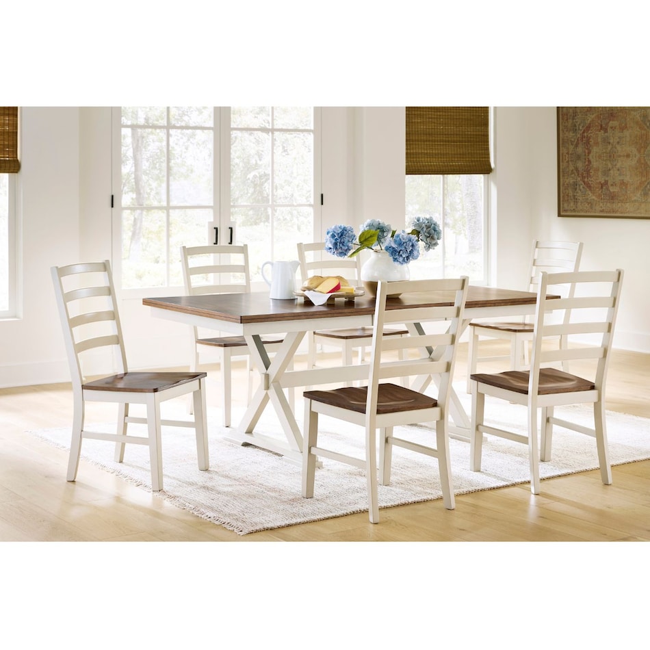 ad antiqued white package dining set apc  