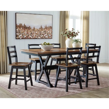 Riverside 7-Pc. Black / Brown Butterfly Extension Dining Set