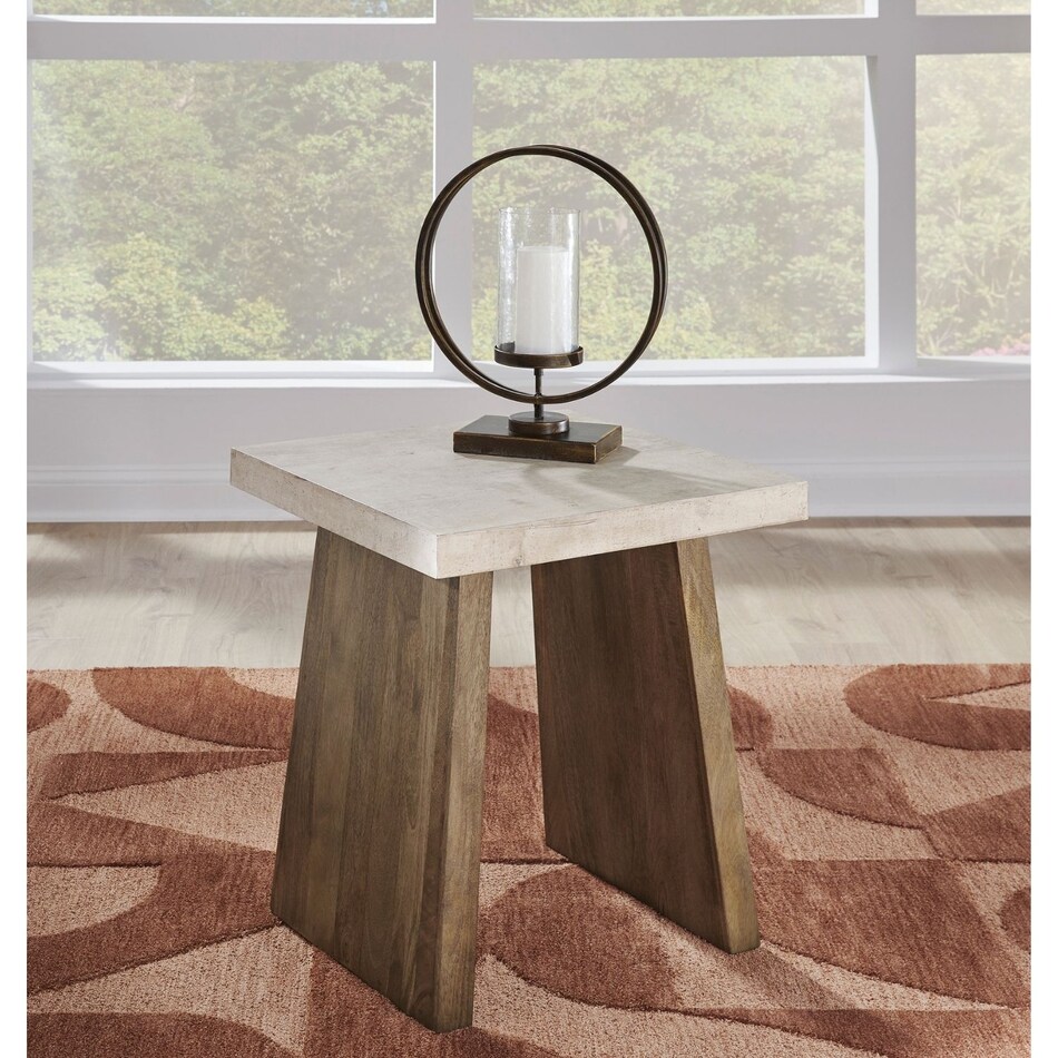 at light brown end chairside table   