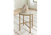 at antiqued goldtone cocktail table   